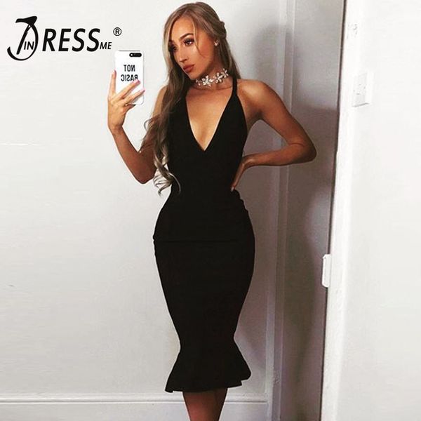 indressme 2017 new deep v midi women's bandage dress spaghetti strap backless party mermaid elegant lady dress, White;black
indressme 2017 new deep v midi women's bandage dress spaghetti strap backless party mermaid elegant lady dress, White;black