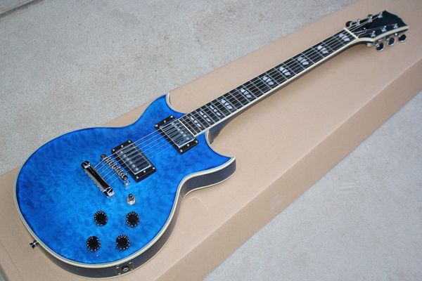 

завод пользовательские синий электрическая гитара с 2 пикапы,палисандр гриф,облака, клен шпон,предлагаем подгонять как вы запрос