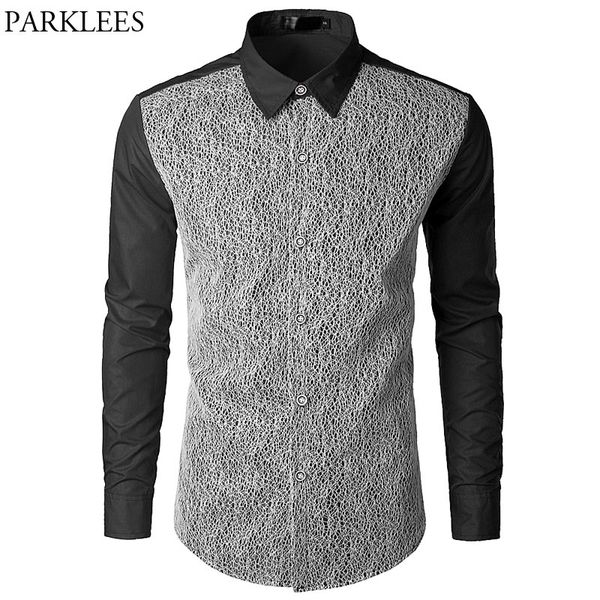men's mesh black social shirt 2018 brand new slim fit casual button down chemise homme fashion hollow out mens dress shirts, White;black
men's mesh black social shirt 2018 brand new slim fit casual button down chemise homme fashion hollow out mens dress shirts, White;black
