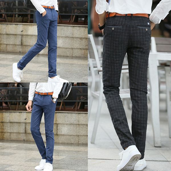 men's trousers lattice autumn casual trousers slim straight men's casual pants, Black
men's trousers lattice autumn casual trousers slim straight men's casual pants, Black