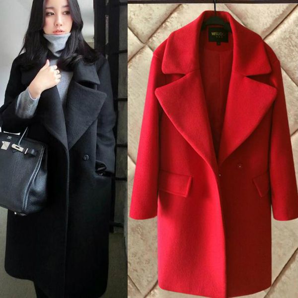 women autumn winter korean version oversize woolen coat long loose thick overcoat, Black
women autumn winter korean version oversize woolen coat long loose thick overcoat, Black