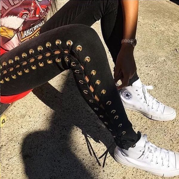 new summer women high waisted plunging eyelet lace up skinny jeans pencil jeans, Blue
new summer women high waisted plunging eyelet lace up skinny jeans pencil jeans, Blue