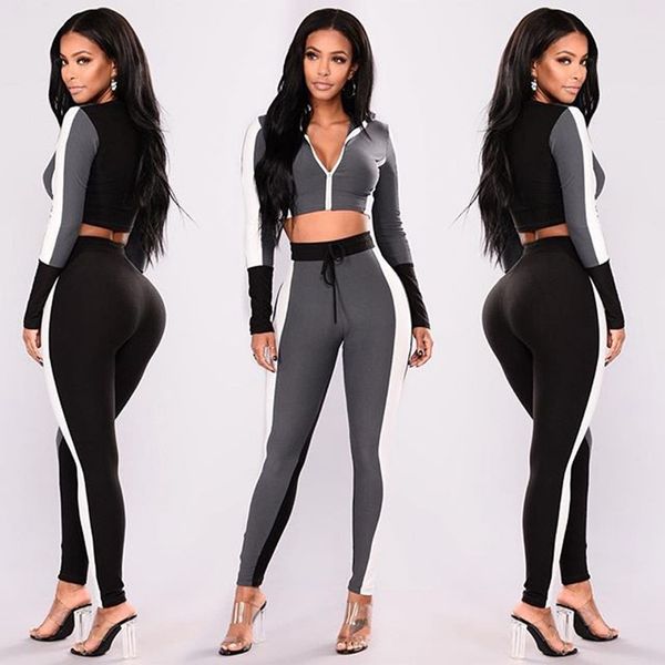 Spandex Woman Casual Tracksuit Long Sleeve Patchwork Tops And Pants Sweat Suits Spring Autumn Sexy 2 Two Piece Sets Female
Spandex Woman Casual Tracksuit Long Sleeve Patchwork Tops And Pants Sweat Suits Spring Autumn Sexy 2 Two Piece Sets Female