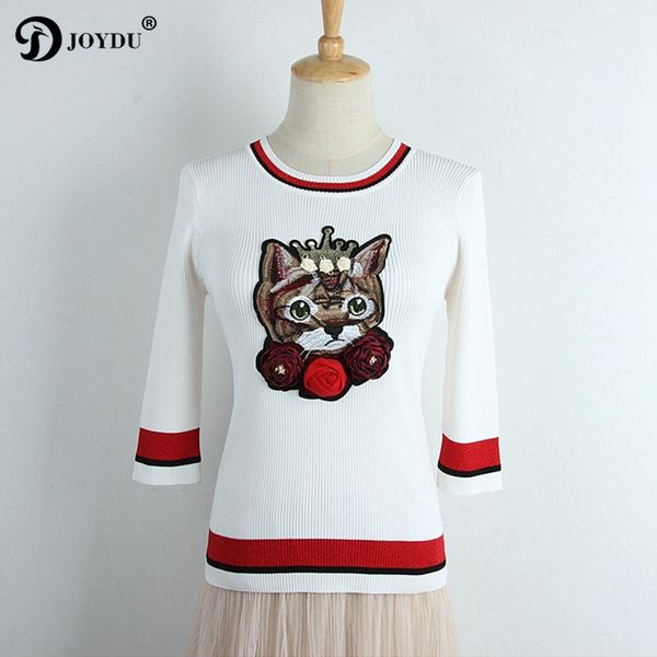 joydu 2018 new runway knitting summer tshirt 3d rose cat embroidery t-shirts for women three quarter casual female t-shirt, White
joydu 2018 new runway knitting summer tshirt 3d rose cat embroidery t-shirts for women three quarter casual female t-shirt, White