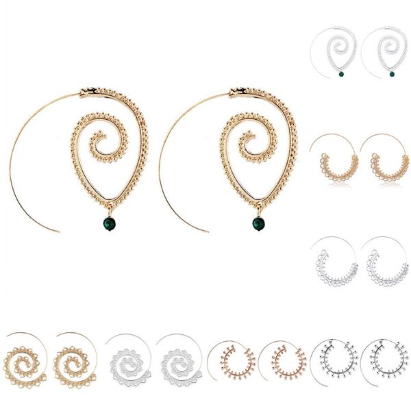 bohemia personality round spiral drop earrings exaggerated gold color whirlpool gear earrings for women jewelry punk hoop earrings, Golden;silver
bohemia personality round spiral drop earrings exaggerated gold color whirlpool gear earrings for women jewelry punk hoop earrings, Golden;silver