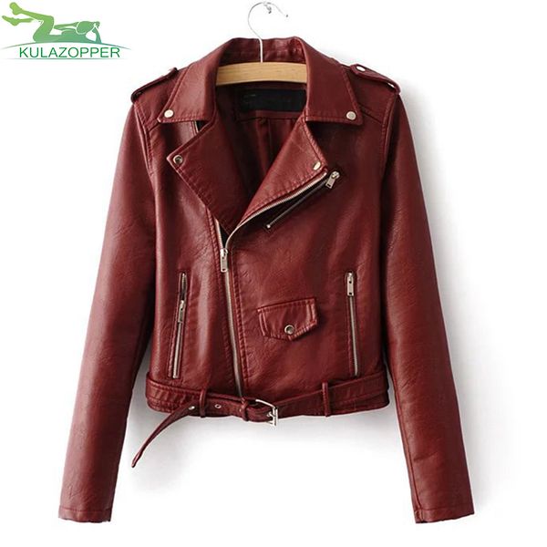 2018 women autunm winter wine red pu leather jackets new fashion lady bomber motorcycle cool outerwear coat with belt zs197, Black
2018 women autunm winter wine red pu leather jackets new fashion lady bomber motorcycle cool outerwear coat with belt zs197, Black