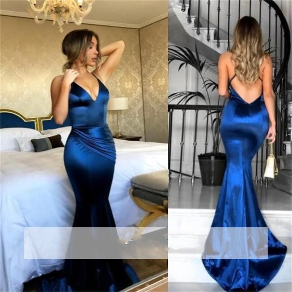 simple simple royal blue 2018 mermaid prom dresses long v neck pleats backless sweep train dresses evening wear party gowns, Black
simple simple royal blue 2018 mermaid prom dresses long v neck pleats backless sweep train dresses evening wear party gowns, Black
