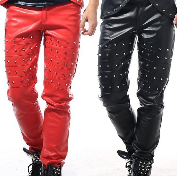 red beige black white singer rivets 1 pu leather pants men 1 pants man stage trousers faux leather provide custom
red beige black white singer rivets 1 pu leather pants men 1 pants man stage trousers faux leather provide custom