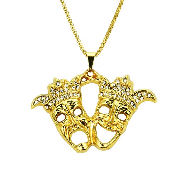 fashion men hip hop clown double ghosts pendant necklace rhinestone necklaces gold plated mask hiphop rapper punk jewelry, Silver
fashion men hip hop clown double ghosts pendant necklace rhinestone necklaces gold plated mask hiphop rapper punk jewelry, Silver
