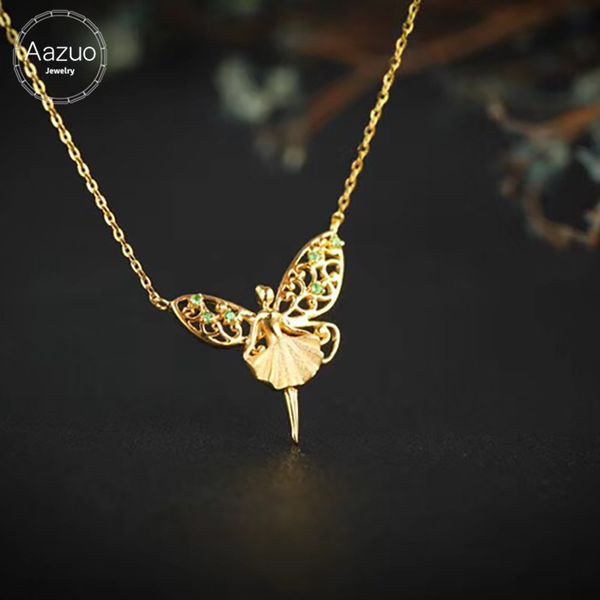 aazuo real 18k yellow gold natural emerald micro pave fairy pendent necklace gifted for women wedding engagement au750, Silver
aazuo real 18k yellow gold natural emerald micro pave fairy pendent necklace gifted for women wedding engagement au750, Silver