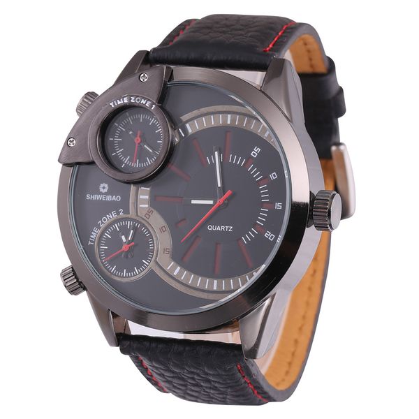 brand men sports watches 3 time zone big man fashion watch black leather strap quartz wristwatches relogio masculino, Slivery;brown
brand men sports watches 3 time zone big man fashion watch black leather strap quartz wristwatches relogio masculino, Slivery;brown