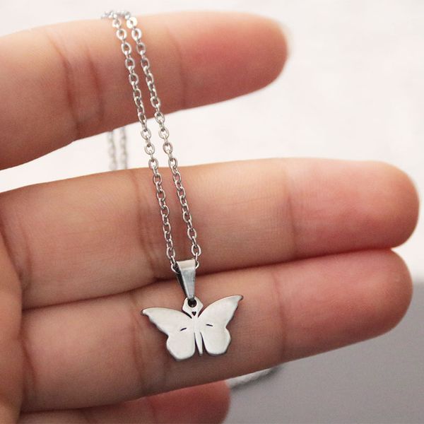 1pc cute butterfly stainless steel necklace love insect pendants necklaces women kids fashion memorial jewelry, Silver
1pc cute butterfly stainless steel necklace love insect pendants necklaces women kids fashion memorial jewelry, Silver
