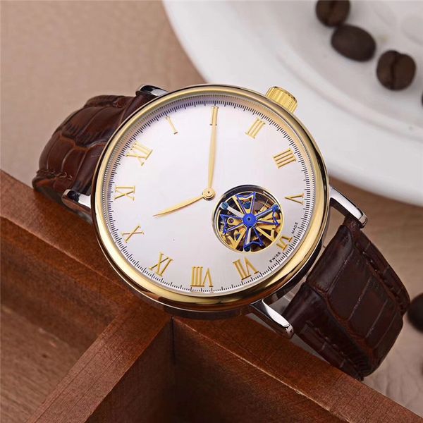 42mm mens watches stainless steel gold bezel silver case leather strap wristwatches waterproof automatic mechanical movement casual watches, Slivery;brown
42mm mens watches stainless steel gold bezel silver case leather strap wristwatches waterproof automatic mechanical movement casual watches, Slivery;brown
