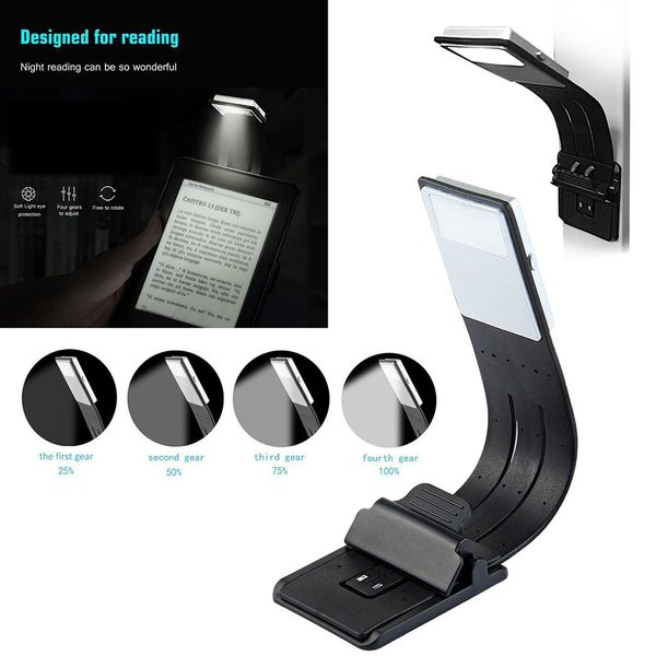 Portable Led Reading Book Light With Detachable Flexible Clip Usb Rechargeable Lamp For Kindle/ebook Readers