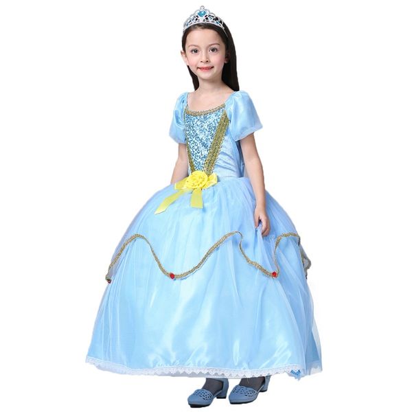 2018 2 colors blue and yellow girl halloween party cosplay dresses christmas dresses for girl princess dresses, White
2018 2 colors blue and yellow girl halloween party cosplay dresses christmas dresses for girl princess dresses, White