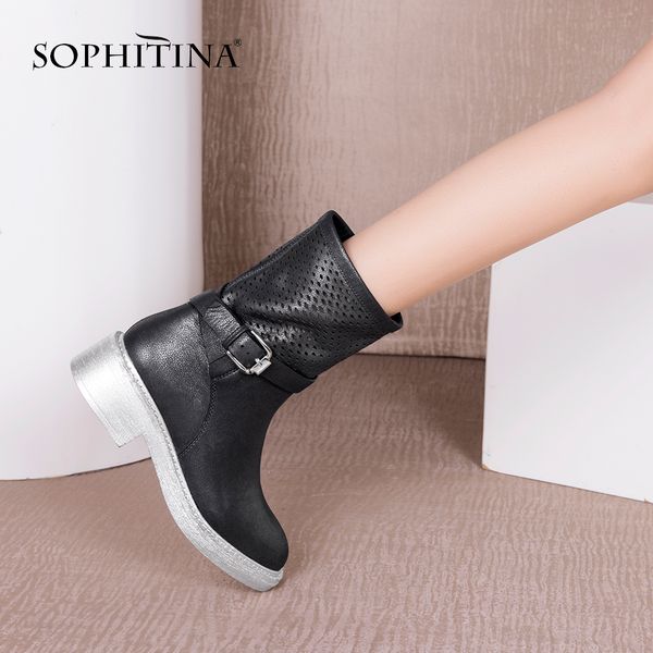 sophitina genuine leather ankle boots quality handmade cow leather boot metal chain ankle boots comfortable warm short plush m27, Black
sophitina genuine leather ankle boots quality handmade cow leather boot metal chain ankle boots comfortable warm short plush m27, Black