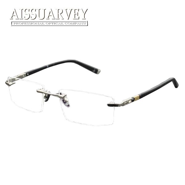 men glasses frames optical rimless titanium alloy metal eyeglasses fashion brand designer prescription eyewear goggles classic, Silver
men glasses frames optical rimless titanium alloy metal eyeglasses fashion brand designer prescription eyewear goggles classic, Silver