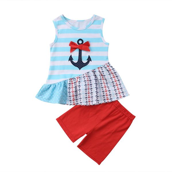 2018 kids baby girls anchor striped dress t-shirt + red shorts pants 2pcs outfits clothes summer set, White
2018 kids baby girls anchor striped dress t-shirt + red shorts pants 2pcs outfits clothes summer set, White