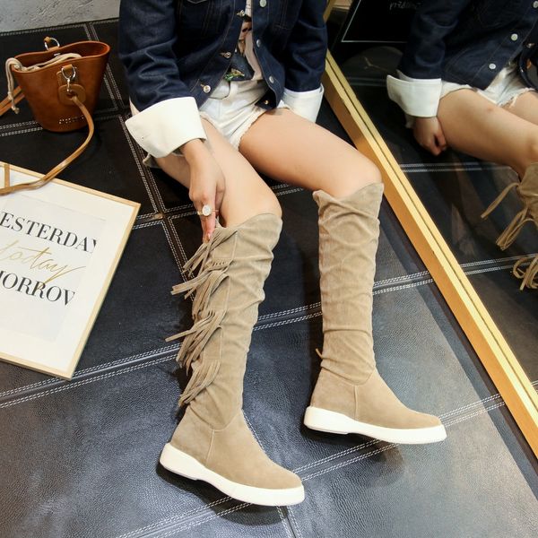women boots woman winter shoes size 34-43 2018 knee high fringe tassel soft sole supper quality new fashion sb194, Black
women boots woman winter shoes size 34-43 2018 knee high fringe tassel soft sole supper quality new fashion sb194, Black