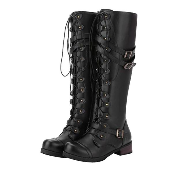 women round toe steampunk gothic vintage style retro punk buckle military combat boots zapatos de mujer bota feminina, Black
women round toe steampunk gothic vintage style retro punk buckle military combat boots zapatos de mujer bota feminina, Black