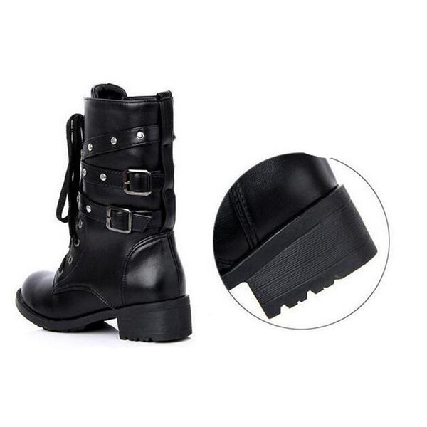 new fashion women black leather tactical ankle boots female western vintage rivets studded women motorcycle punk shoes plus size 41 42
new fashion women black leather tactical ankle boots female western vintage rivets studded women motorcycle punk shoes plus size 41 42
