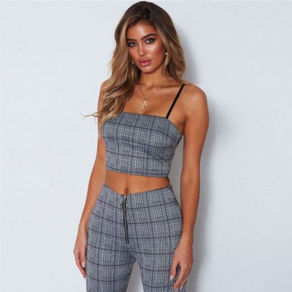 fashion women's tank grey plaid bustier bra vest crop bralette summer women clothes, White
fashion women's tank grey plaid bustier bra vest crop bralette summer women clothes, White