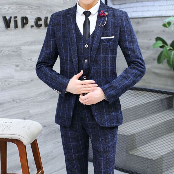 new youth british style small suit men's suit plaid clothing (jacket+pants, White;black
new youth british style small suit men's suit plaid clothing (jacket+pants, White;black