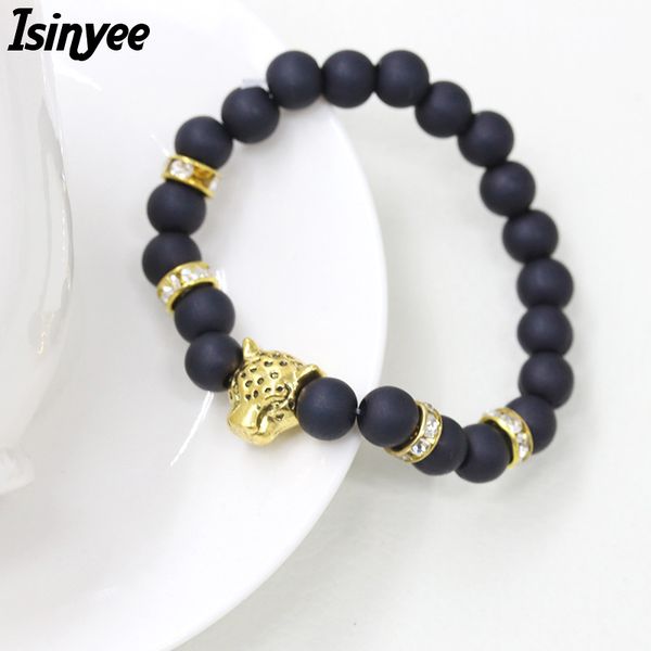 isinyee fashion leopard head charm bracelet black mala beads elastic crystal bracelets femme for women handmade animal jewelry, Golden;silver
isinyee fashion leopard head charm bracelet black mala beads elastic crystal bracelets femme for women handmade animal jewelry, Golden;silver