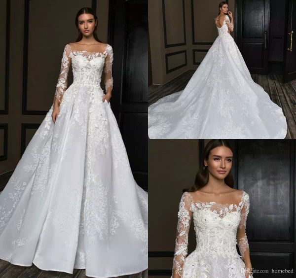 2019 vintage a line wedding dresses square neck lace appliqued bridal gowns sweep train long sleeve wedding dress custom made, White
2019 vintage a line wedding dresses square neck lace appliqued bridal gowns sweep train long sleeve wedding dress custom made, White
