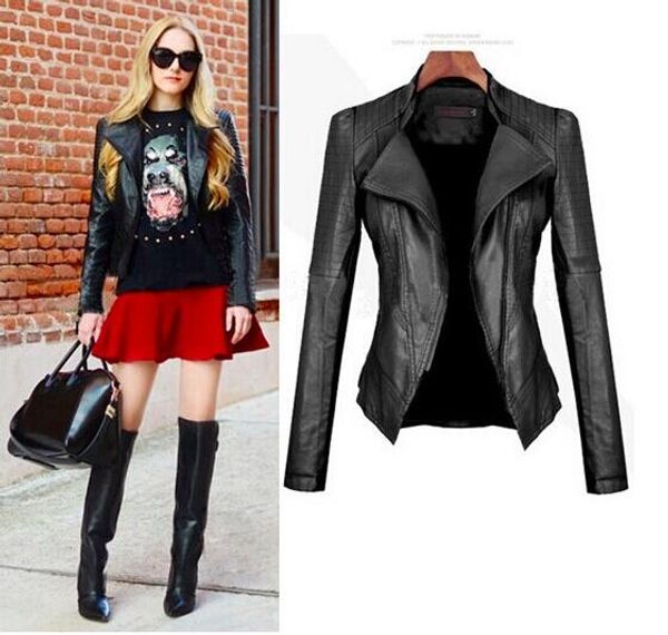 turn down pu leather womens jacket, Black;brown 
turn down pu leather womens jacket, Black;brown