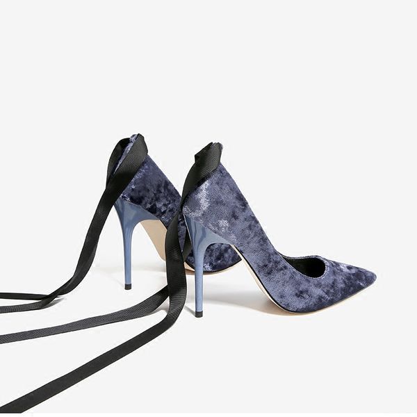 2018 women shoes high heels pointed toe red sole 6cm 8cm 10cm pumps wedding shoes, Black