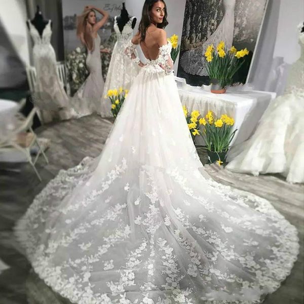 luxury white handmade floral bridal gowns sweetheart low backless flowy princess court train modest wedding dresses with beaded 2019
luxury white handmade floral bridal gowns sweetheart low backless flowy princess court train modest wedding dresses with beaded 2019