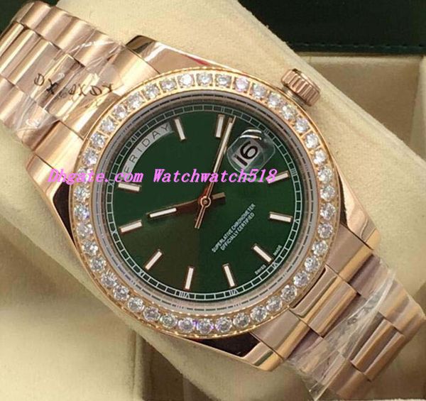 luxury watches 2018 green dial rose gold diamond bezel 41mm automatic fashion brand men's watch wristwatch, Slivery;brown
luxury watches 2018 green dial rose gold diamond bezel 41mm automatic fashion brand men's watch wristwatch, Slivery;brown