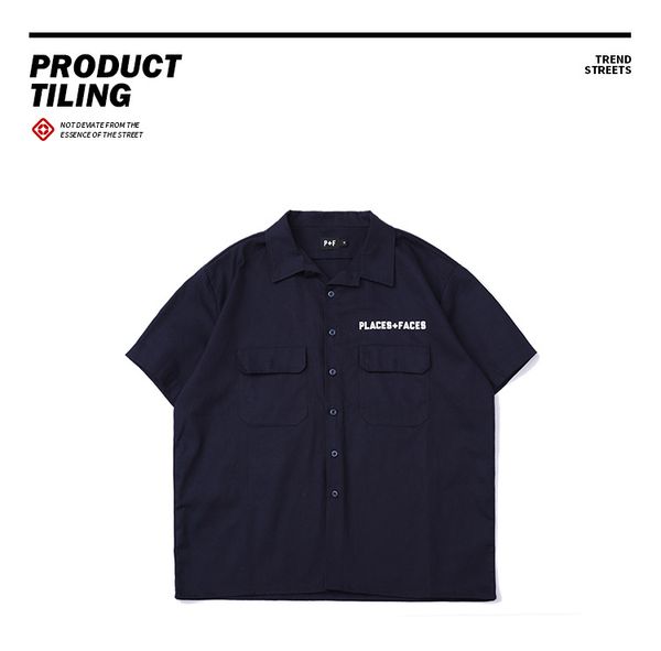 2018 version places+faces p+f streetwear logo print women men pocket short sleeve shirts hiphop man summer cotton shirts, White;black
2018 version places+faces p+f streetwear logo print women men pocket short sleeve shirts hiphop man summer cotton shirts, White;black