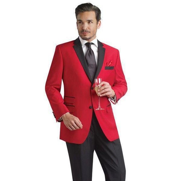 men's suit red and black reverse collar pants wedding two buttons custom size color, White;black
men's suit red and black reverse collar pants wedding two buttons custom size color, White;black