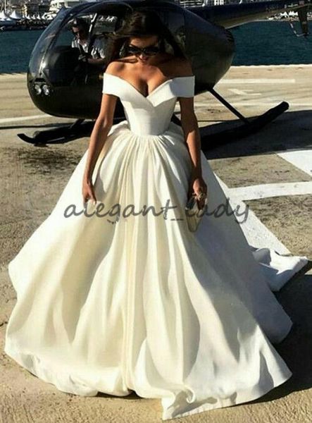 matte stain wedding dresses 2018 modest puffy skirt off shoulder sweep train runway outdoor garden civil castle wedding gown plus size, White
matte stain wedding dresses 2018 modest puffy skirt off shoulder sweep train runway outdoor garden civil castle wedding gown plus size, White