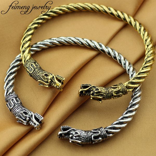 punk viking double dragon heads bracelet retro silver gold individuation screwed bangle men's fashion cool jewelry, White
punk viking double dragon heads bracelet retro silver gold individuation screwed bangle men's fashion cool jewelry, White