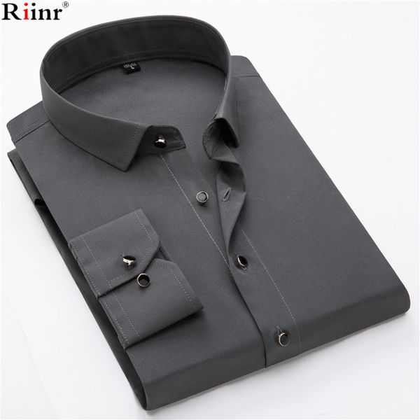 riinr brand new shirt men black button turn down collar long sleeve business formal solid color comfortable men's dress shirts, White;black
riinr brand new shirt men black button turn down collar long sleeve business formal solid color comfortable men's dress shirts, White;black
