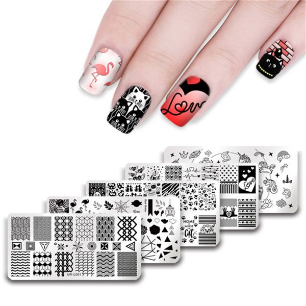 ur sugar 1pc happy valentine's day unicorn flamingo simple triangle wave line stamping template manicure nail art diy plate, White
ur sugar 1pc happy valentine's day unicorn flamingo simple triangle wave line stamping template manicure nail art diy plate, White