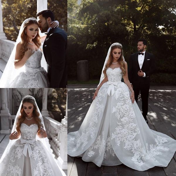 2019 spring summer wedding dresses sweetheart lace appliques a line bridal gowns with ribbon sash cusotm made wedding vestios sweep train, White
2019 spring summer wedding dresses sweetheart lace appliques a line bridal gowns with ribbon sash cusotm made wedding vestios sweep train, White