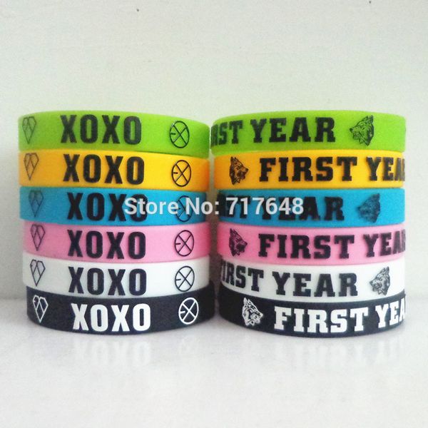 1pc embossed exo wristband silicone bracelets, White
1pc embossed exo wristband silicone bracelets, White