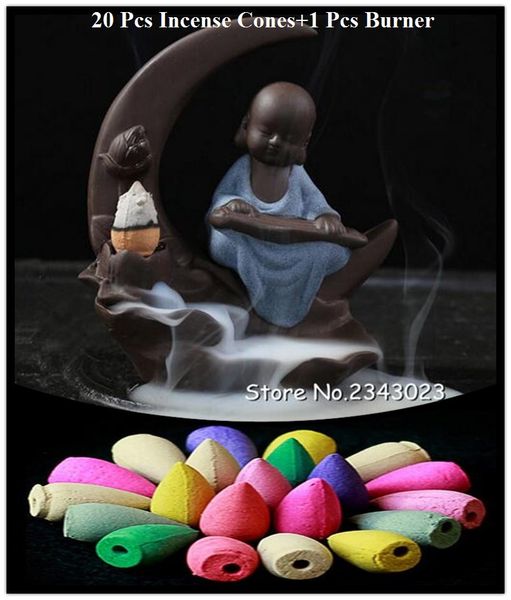 20pc incense cones + burner creative lovely moon little monk buddha and yoga girl censer backflow incense burner for home decor
20pc incense cones + burner creative lovely moon little monk buddha and yoga girl censer backflow incense burner for home decor