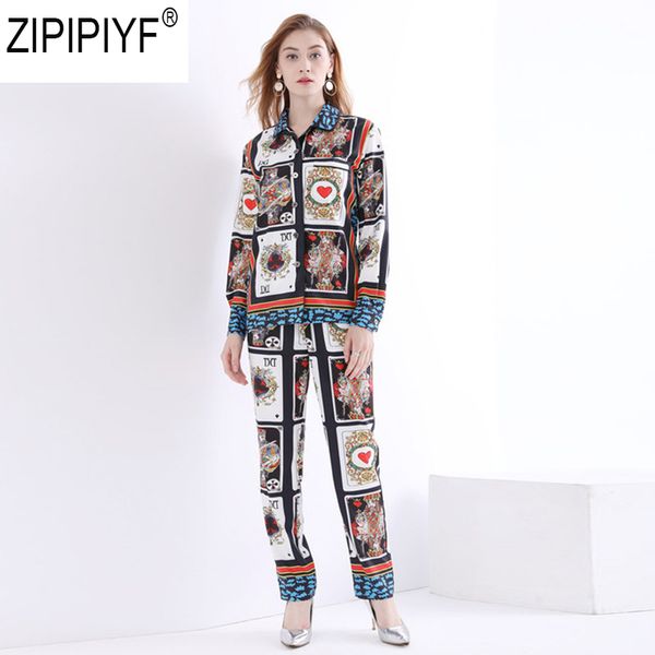 2018 new autumn fashion designer runway suit set 2 piece set women's long sleeve pattern printed blouses vintage pants c1710, White
2018 new autumn fashion designer runway suit set 2 piece set women's long sleeve pattern printed blouses vintage pants c1710, White