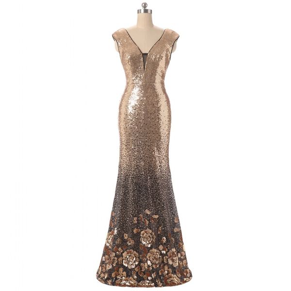 2018 new double-v long evening dress vestido de festa backless gold sequin sleeveless formal party dress prom gowns, Black;red
2018 new double-v long evening dress vestido de festa backless gold sequin sleeveless formal party dress prom gowns, Black;red
