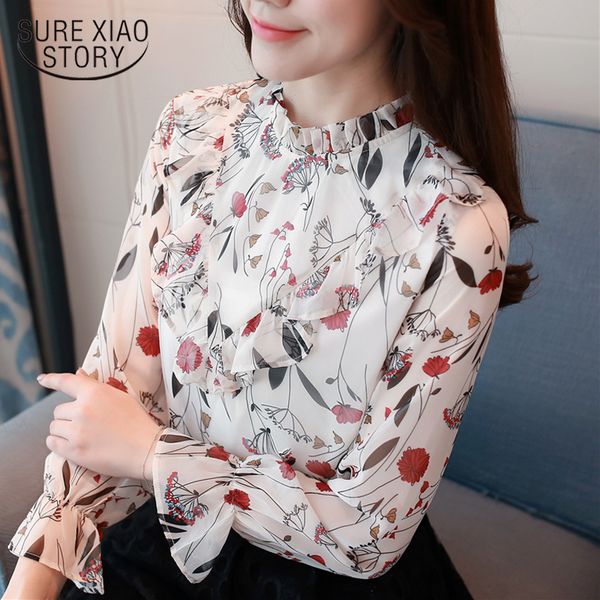 2018 new fashion spring women blouses chiffon style shirts long sleeved blouses floral sweet women casual shirts d489 30, White
2018 new fashion spring women blouses chiffon style shirts long sleeved blouses floral sweet women casual shirts d489 30, White