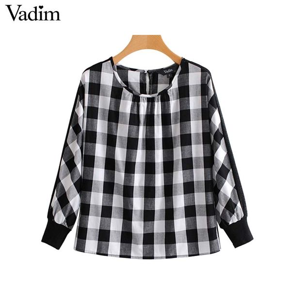 vadim women vintage loose plaid shirt pleated patchwork long sleeve o neck blouse lady spring retro casual brand chic lt2643, White
vadim women vintage loose plaid shirt pleated patchwork long sleeve o neck blouse lady spring retro casual brand chic lt2643, White