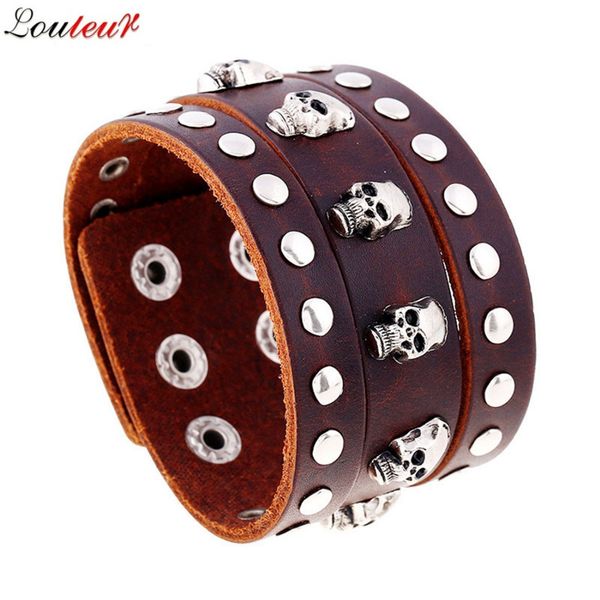 louleur vintage punk leather braid wrap bracelet bangle big wide brown genuine wristband cuff snap clasps for women men jewelry, Golden;silver
louleur vintage punk leather braid wrap bracelet bangle big wide brown genuine wristband cuff snap clasps for women men jewelry, Golden;silver