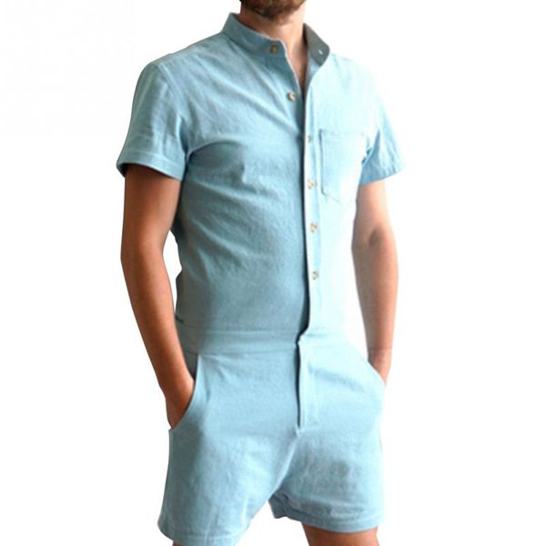 summer short sleeve mens rompers boyfriend blue trousers party overalls male single breasted causal cargo short pants, White;black
summer short sleeve mens rompers boyfriend blue trousers party overalls male single breasted causal cargo short pants, White;black