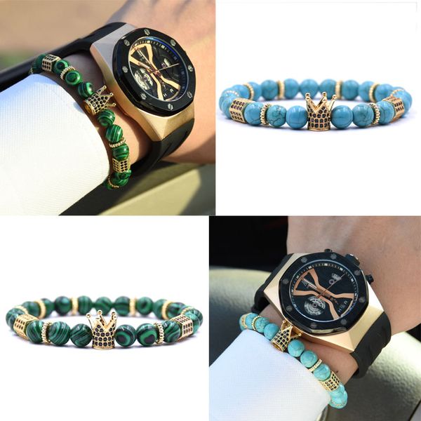 cz zirconia king crown gear spacer charms bracelets natural stone 8mm beads bracelet men jewelry christmas gifts, Black
cz zirconia king crown gear spacer charms bracelets natural stone 8mm beads bracelet men jewelry christmas gifts, Black