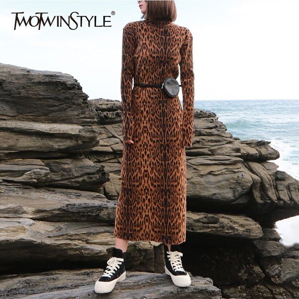 twotwinstyle leopard print dresses for women turtleneck long sleeve ankle length velvet dress female 2018 autumn fashion new, Black;gray
twotwinstyle leopard print dresses for women turtleneck long sleeve ankle length velvet dress female 2018 autumn fashion new, Black;gray